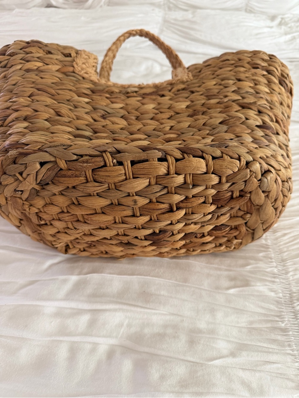Draper James Reese Straw Tote Natural Woven Beach Bag Blue Gingham Lining NWT - Picture 9 of 10